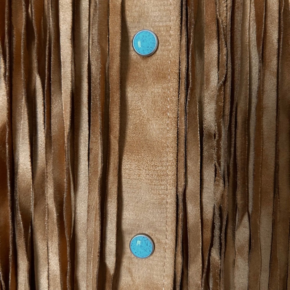 Wrangler x Lainey Wilson Faux Suede Brown Fringe Western Snap Shirt Size XL - Picture 4 of 6
